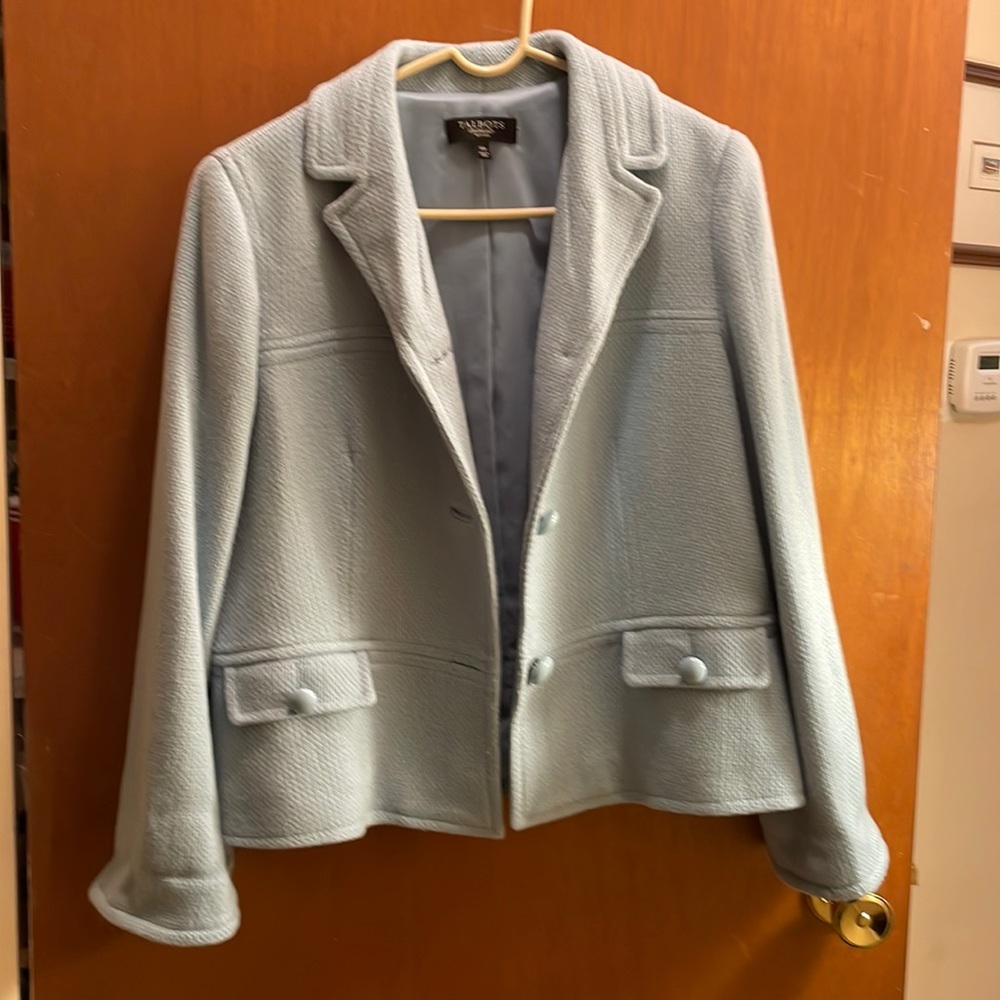 Light blue Talbots jacket. Size 14P. Never worn. Great condition.